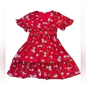 Indigo Rose | Floral Red Dress Size XL New With Tags NWT Peasant Short Sleeve